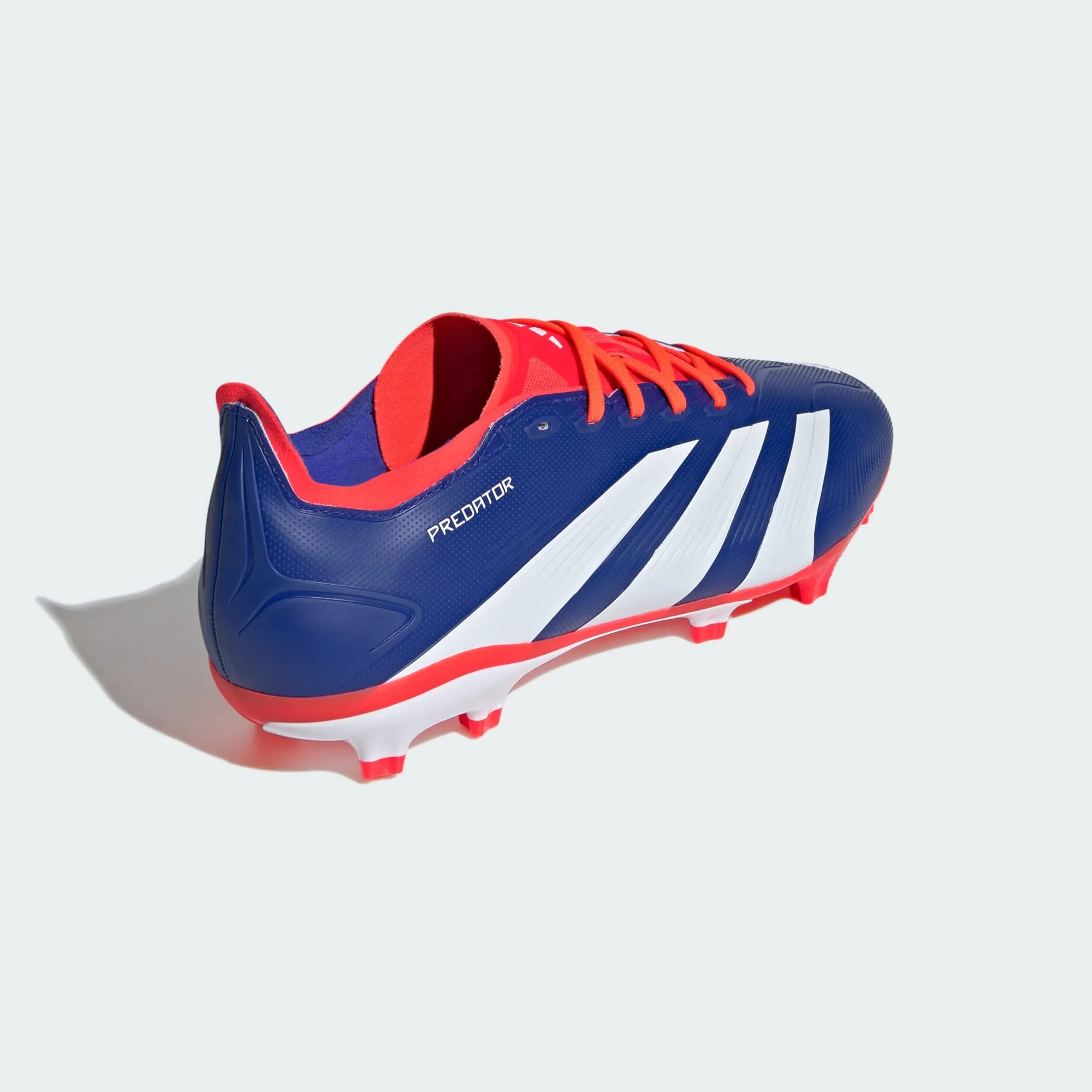 adidas Predator League Firm Ground Soccer Cleats | Lucid Blue-Cloud White-Solar Red | Men's Game Surface Speed Line