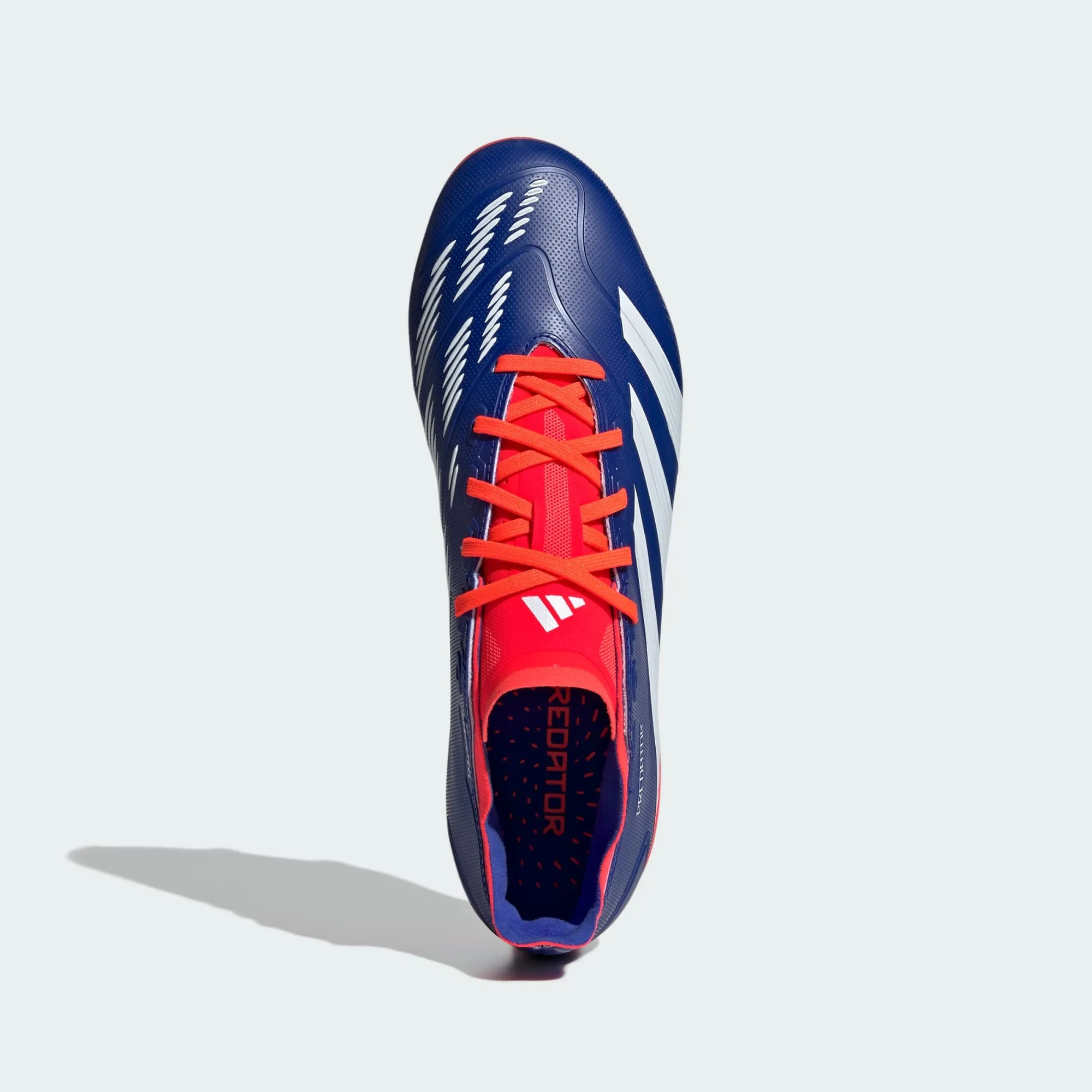 Cushion Heel adidas Predator League Firm Ground Soccer Cleats | Lucid Blue-Cloud White-Solar Red | Men's