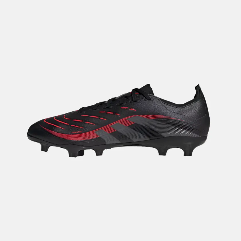 Leather Touch Adidas Predator League Firm Multi-Ground Unisex Football Shoes -Core Black/Grey Four/Lucid Red