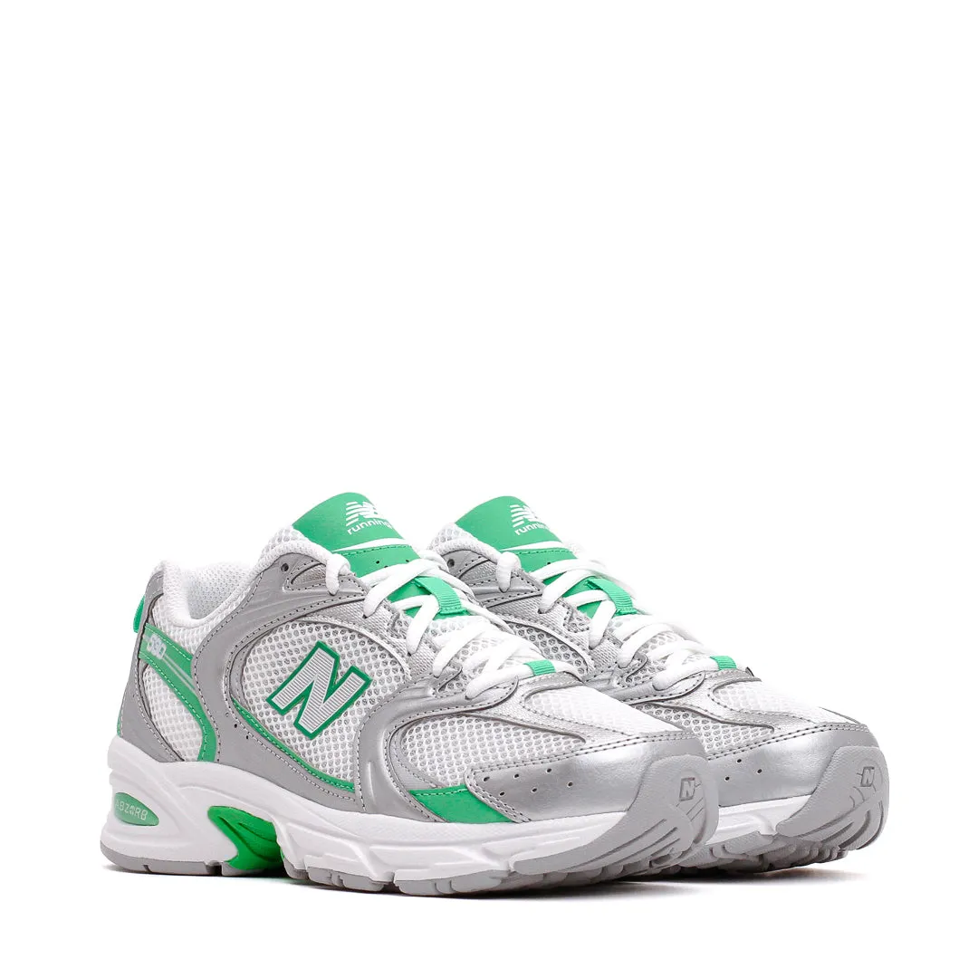 New Balance Unisex 530 Silver Metallic Green Apple U530APL Gusseted Tongue Adaptive Lacing