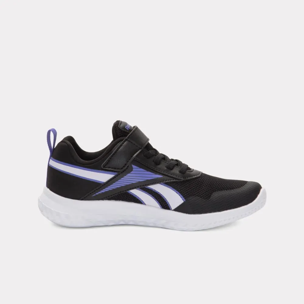 Reebok Footwear Kids Rush Runner Shoes ?C Pre-School CHILD BLACK/DIGITALGLEAM/ROYALPURPLE leather insole shoes multi-color