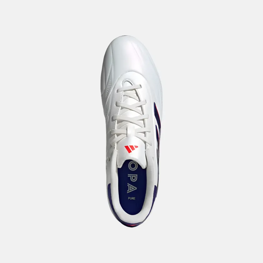 Adidas Copa Pure 2 League Firm Ground Unisex Football Shoes -Cloud White/Lucid Blue/Solar Red Craftsmanship Shine Silver