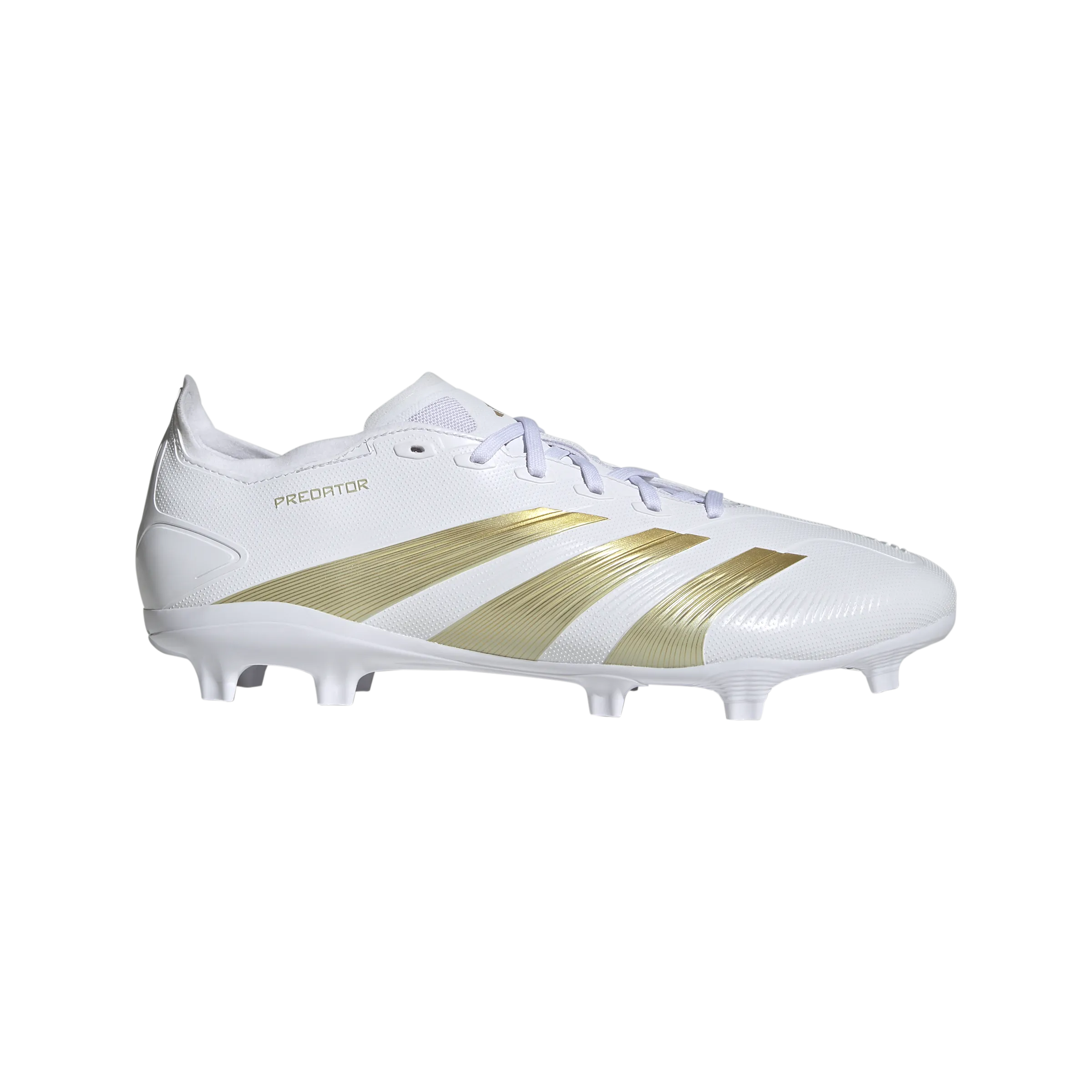 Comfortable Toe adidas Predator League Firm Ground Soccer Cleats | Cloud White-Gold Metallic-Sandy Beige Met | Men's