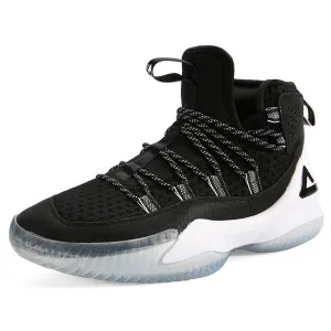 PEAK Men Court Basketball Shoes Cushioning Sneakers Black White  DA830551 Reinforced