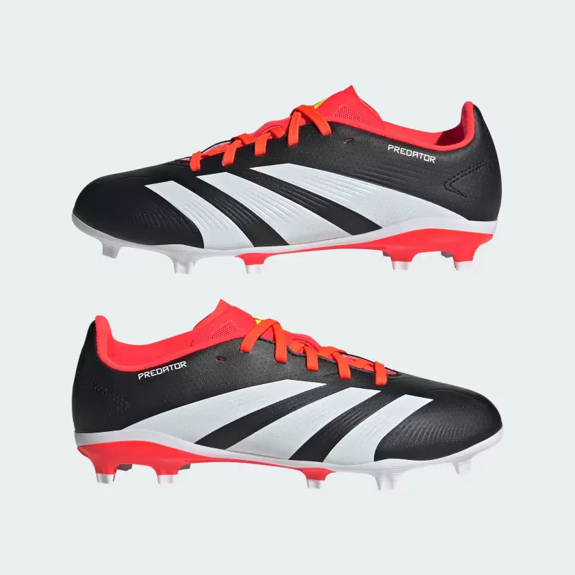 Rock Guard Adidas Predator 24 League Firm Ground Soccer Kids Unisex Shoes (4-7Year) -Core Black/Cloud White/Solar Red
