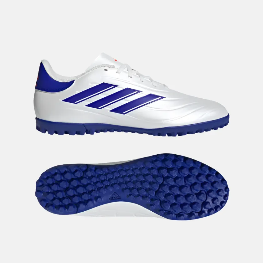 Adidas Copa Pure 2 Club Unisex Turf Football Shoes - Cloud White/Lucid Blue/Solar Red Dance Fit