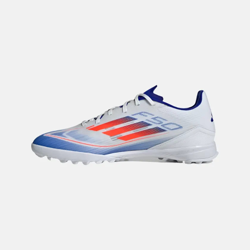 All Time Shine Bright Adidas F50 League Unisex Football Turf Shoes -Cloud White/Solar Red/Lucid Blue