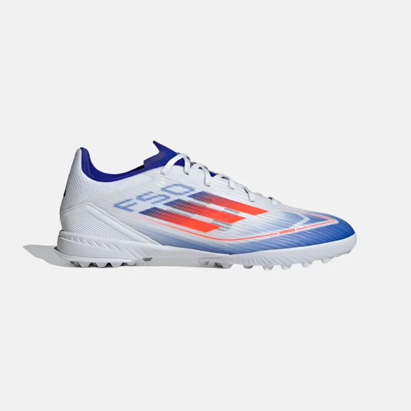 Adidas F50 League Unisex Football Turf Shoes -Cloud White/Solar Red/Lucid Blue Comfort Wedge