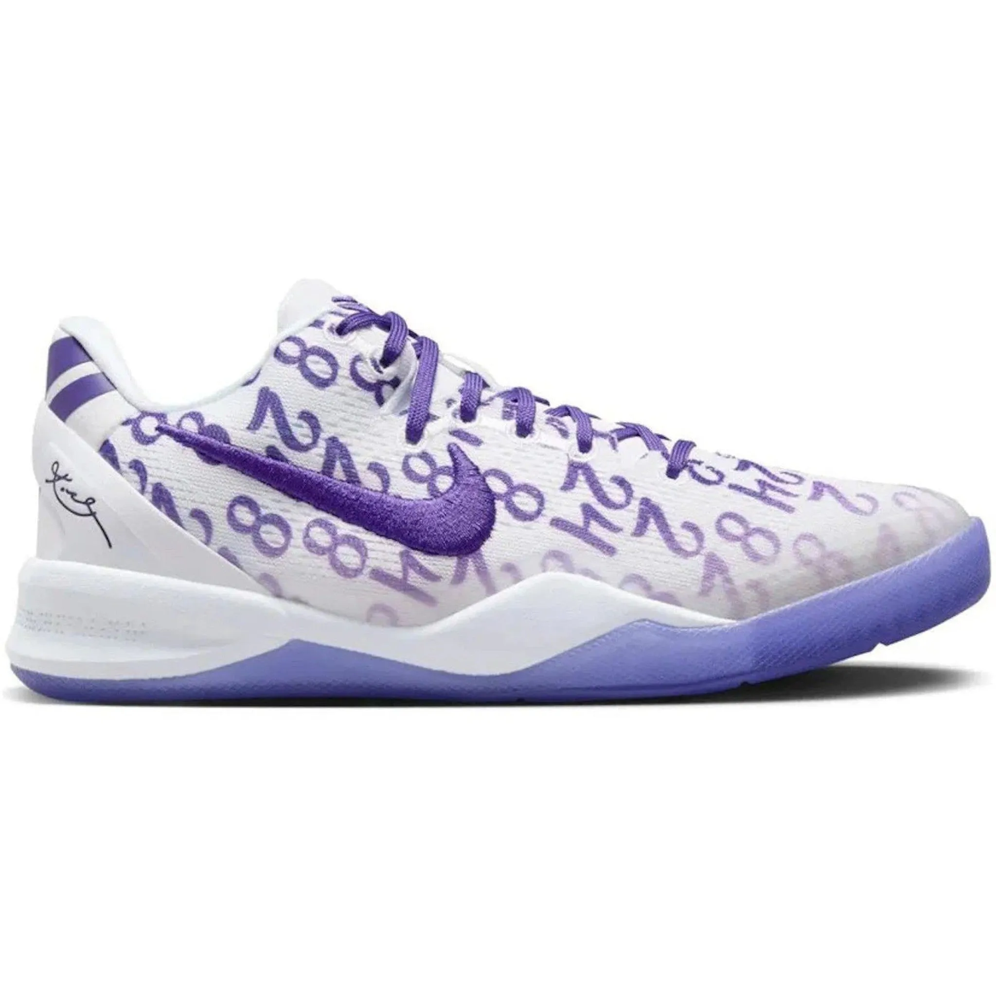 Ergonomic Lacing Configuration Ventilation Perforations Nike Kobe 8 Protro Court Purple (GS)