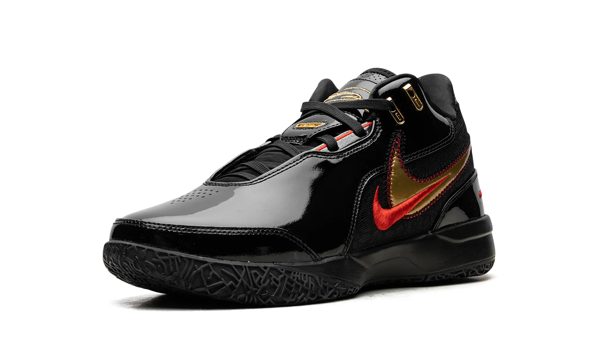 Friction reduction Ergonomic Shape Zoom LeBron NXXT Gen AMPD "Black University Red Gold"