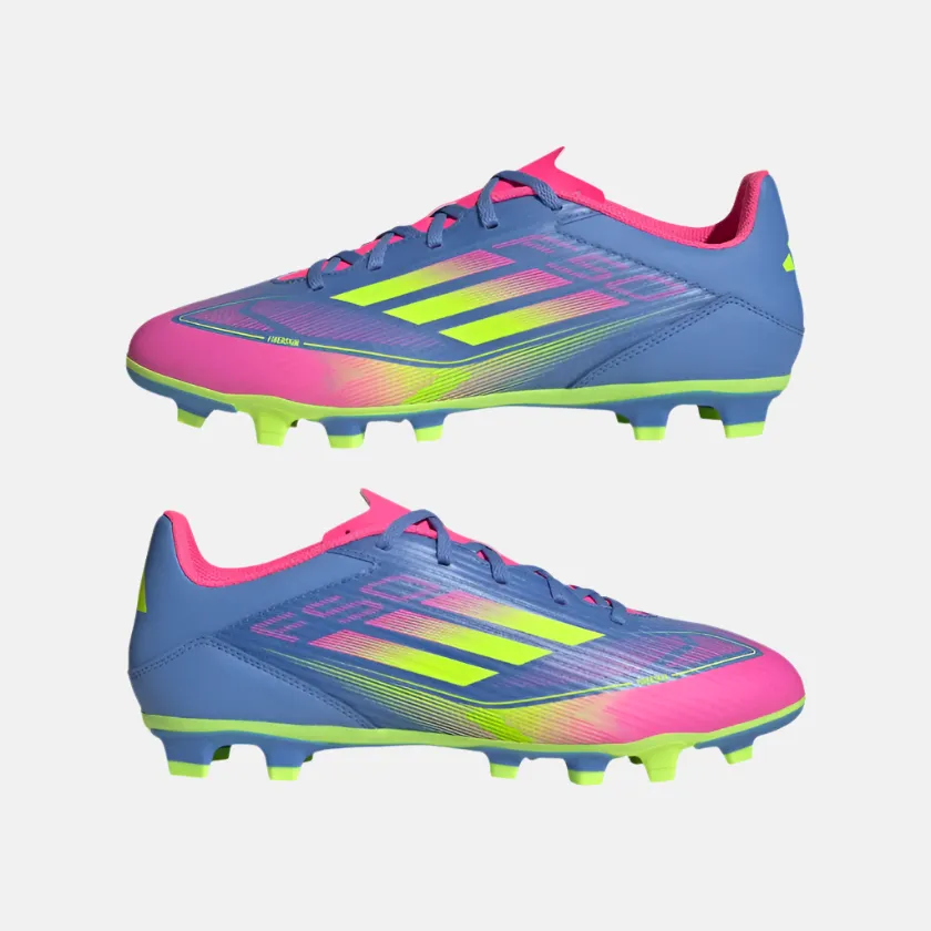 Ergonomic Design Sun Guard Adias F50 Club Firm/Multi-Ground Men's Football Shoes -Blue Fusion/Lucid Lemon/Lucid Pink