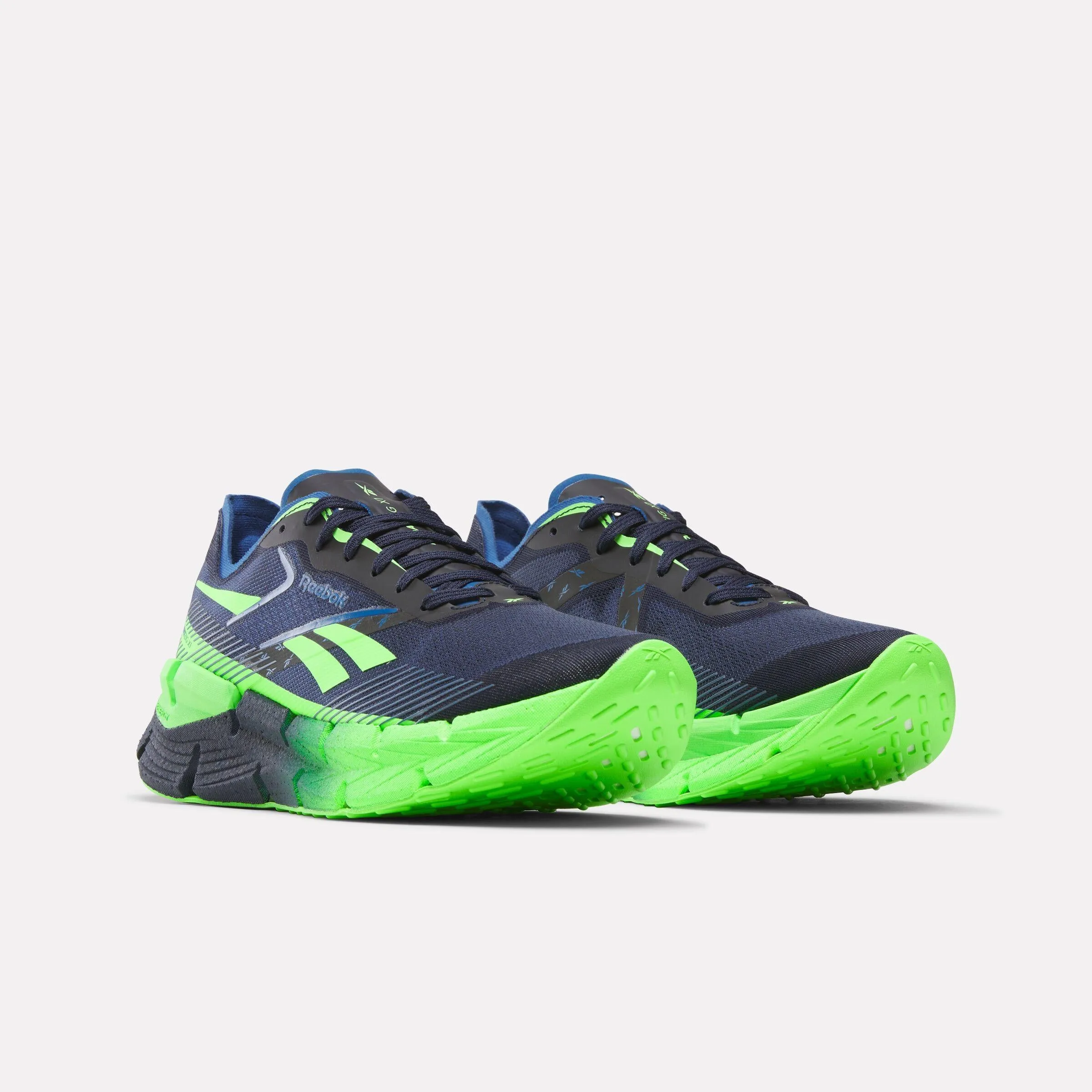 Reebok Footwear Men FloatZig X1 Shoes VECTOR NAVY/SOLAR LIME/TWILIGH MeshVentilation Snowy running traction