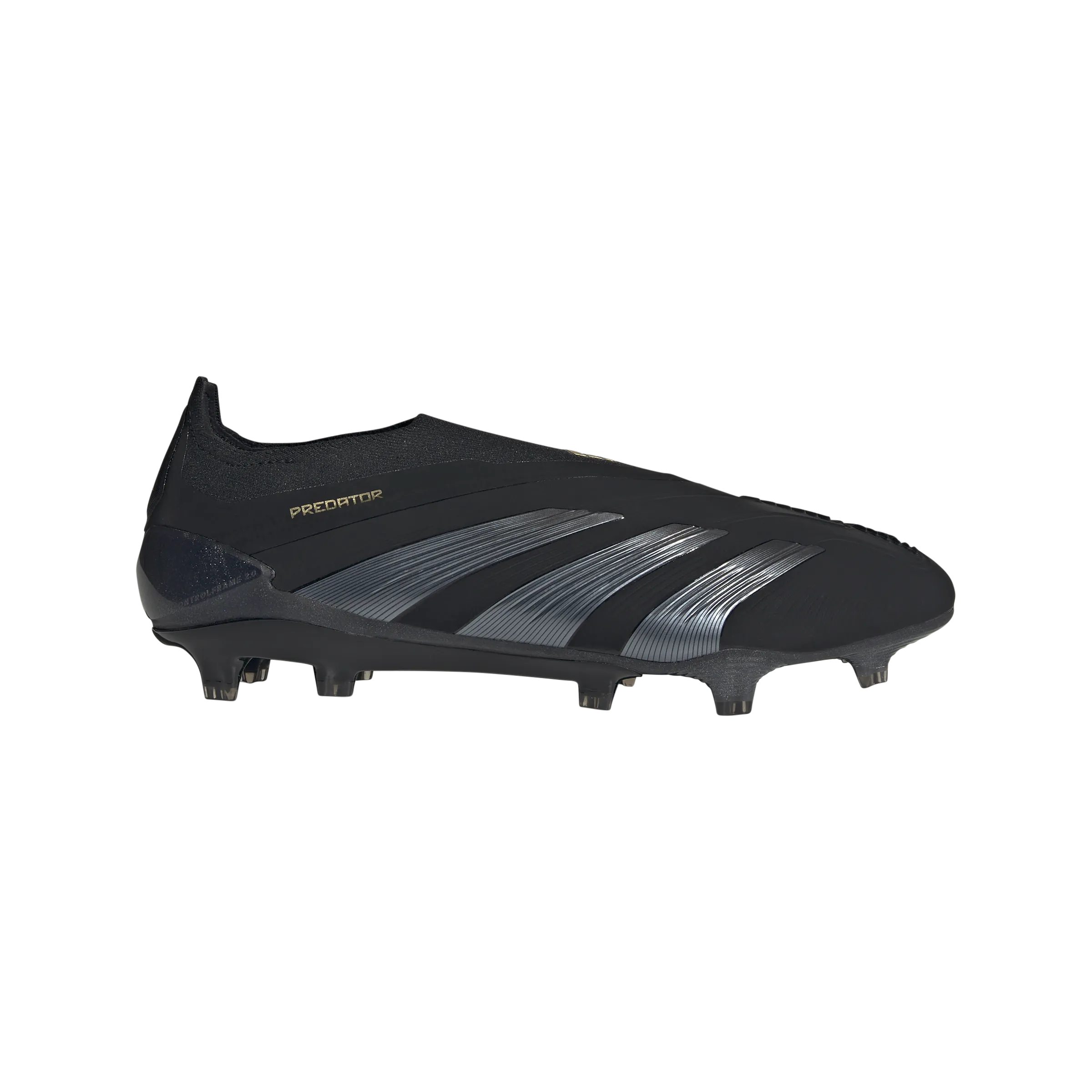 adidas Predator Elite Laceless Firm Ground Soccer Cleats | Core Black-Carbon-Gold Metallic | Men's Lateral Control