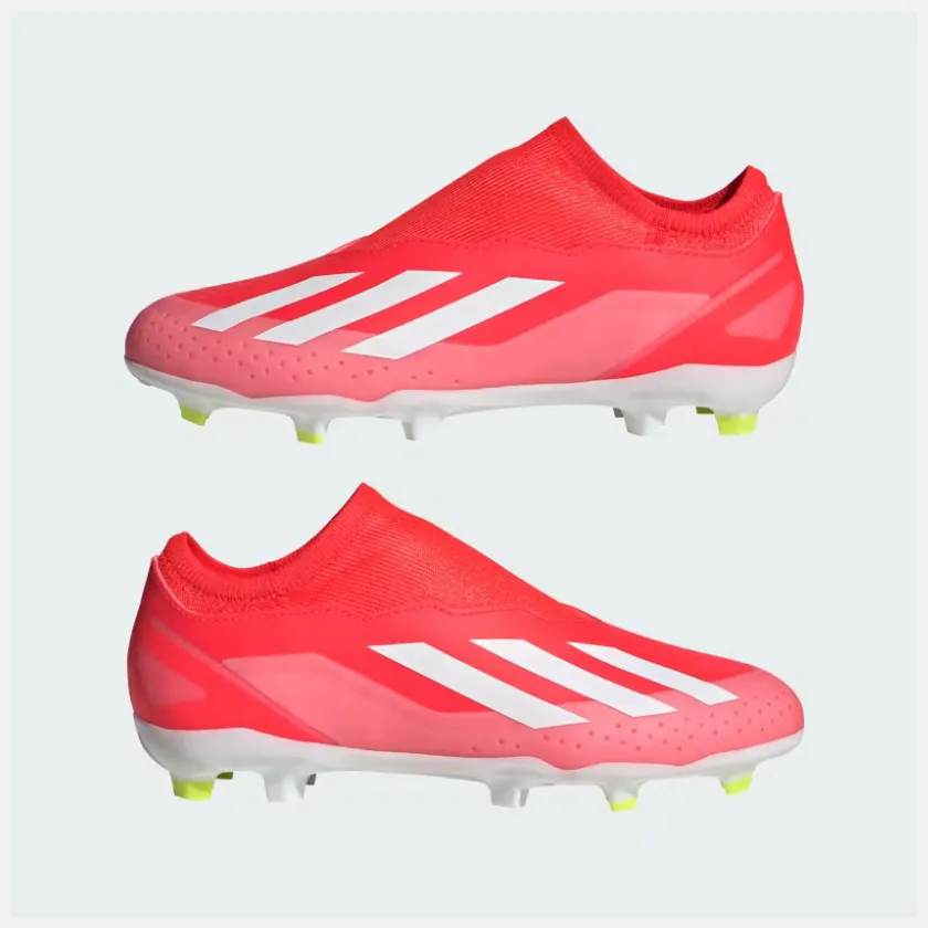 Adidas X crazyfast League Laceless Firm Ground Fooball Kids Unisex Shoes (4-7Year) -Solar Red/Cloud White/Team Solar Yellow 2 Comfort Padding
