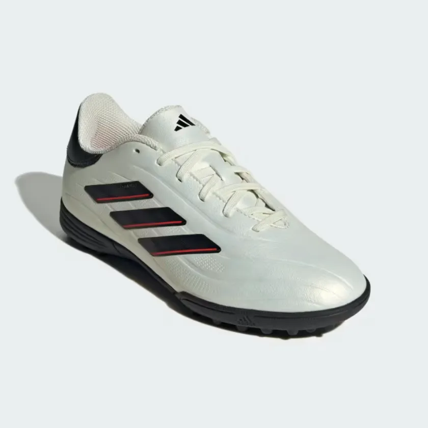 Moisture wicking Adidas Copa Pure II League Turf Fooball Kids Unisex Shoes (4-16Year) -Ivory/Core Black/Solar Red
