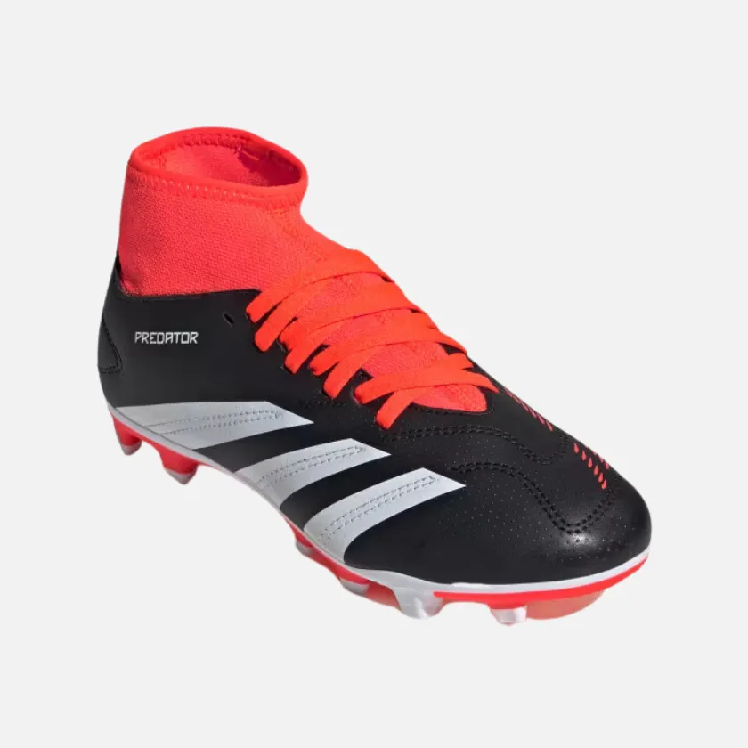 Play Mode Spanish Bold Adidas Predator Club Sock Flexible Groung Kids Unisex Football Shoes (4-16Year) -Core Black/Cloud White/Solar Red