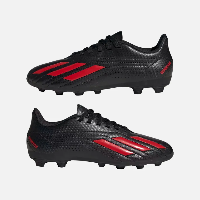 Adidas Deportive II Flexible Ground Kids Unisex Football Shoes (4-7Year) -Core Black/Red/Red Flexible Fit Neutral Base