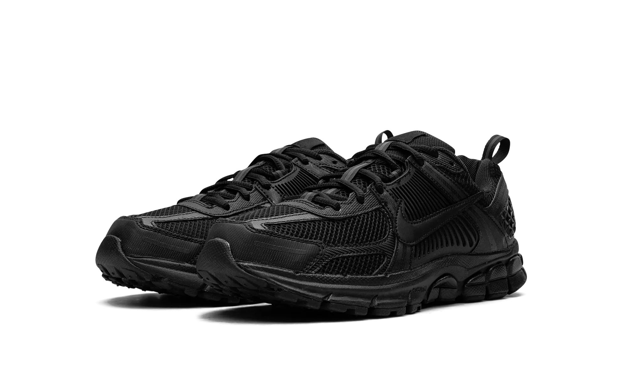 Zoom Vomero 5 GS "Triple Black" running with a whistle