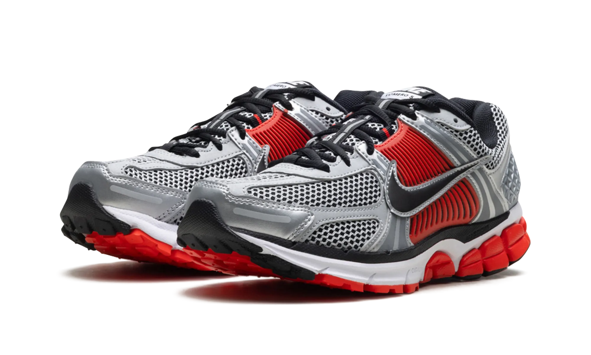 competitive running footwear maximalist running option Zoom Vomero 5 "metallic silver black"