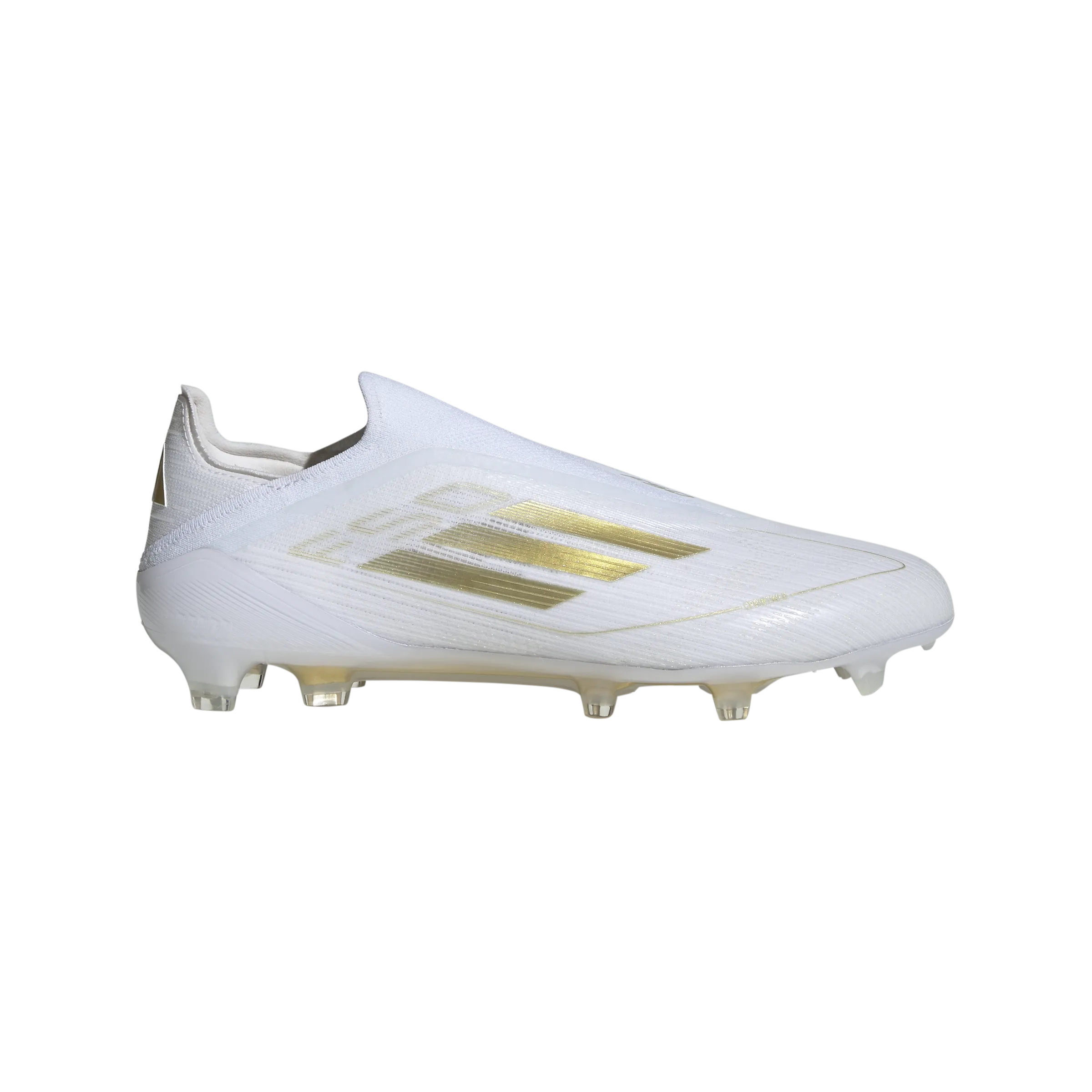 adidas F50 ELITE LACELESS Firm Ground Soccer Cleats | Cloud White-Gold Metallic | Men's Play Energy Power Flex