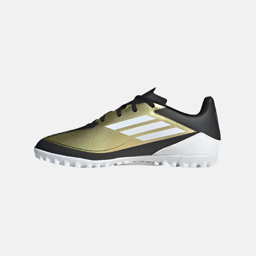 Adidas F50 Club Messi Unisex Turf Football Shoes -Gold Metallic/Cloud White/Core Black Office Smart Ventilated