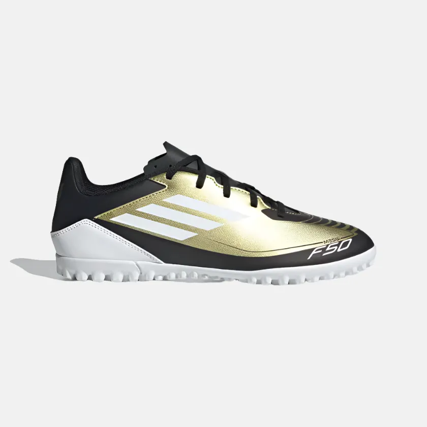 Freeze Grip Adidas F50 Club Messi Unisex Turf Football Shoes -Gold Metallic/Cloud White/Core Black