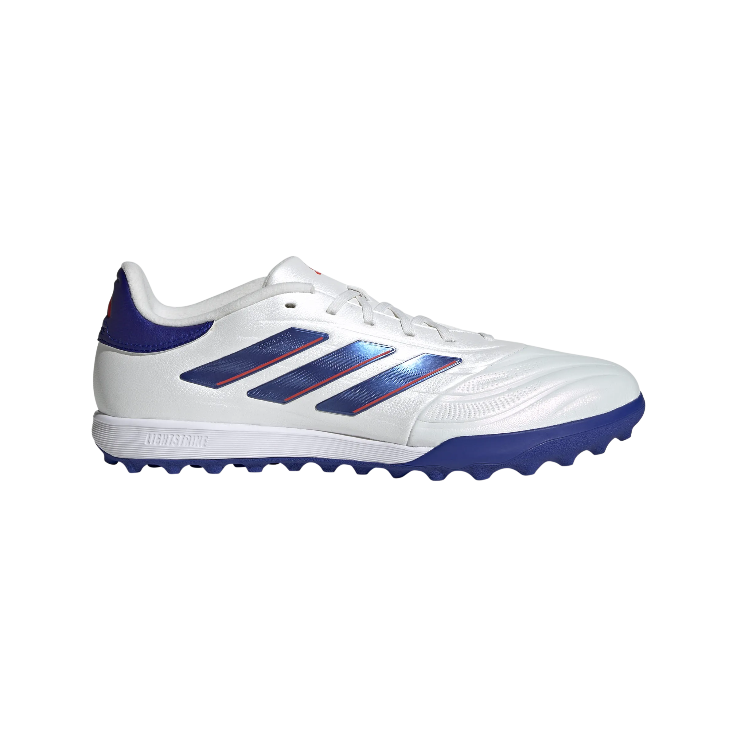 Durable Build Copa Pure 2 League Artificial Turf Soccer Shoes | Cloud White-Lucid Blue-Solar Red | Men's