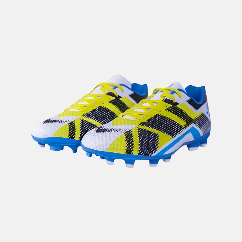 Nivia Dagger Men's Football Shoes -White/Blue Elastic laces Pose Ready