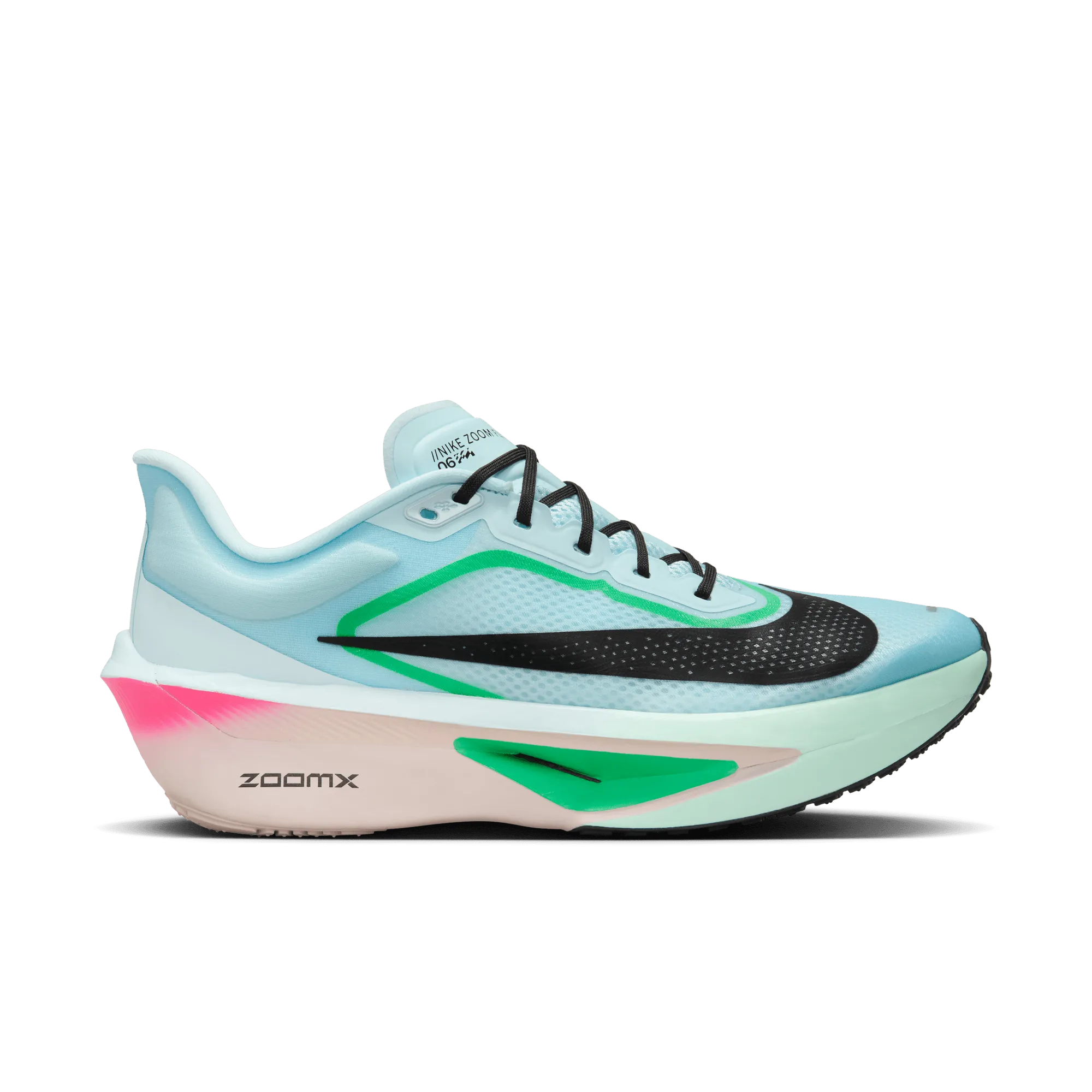 WOMEN'S ZOOM FLY 6 - B - 402 GLACIER ICE/BLACK-HYPER PINK-GREEN SHOCK reduce fatigue diabetic running shoes