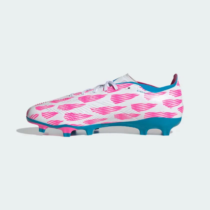 Adidas Predator League Firm Ground Men's Football Shoes -Cloud White/Solar Blue/Solar Pink Swift Path