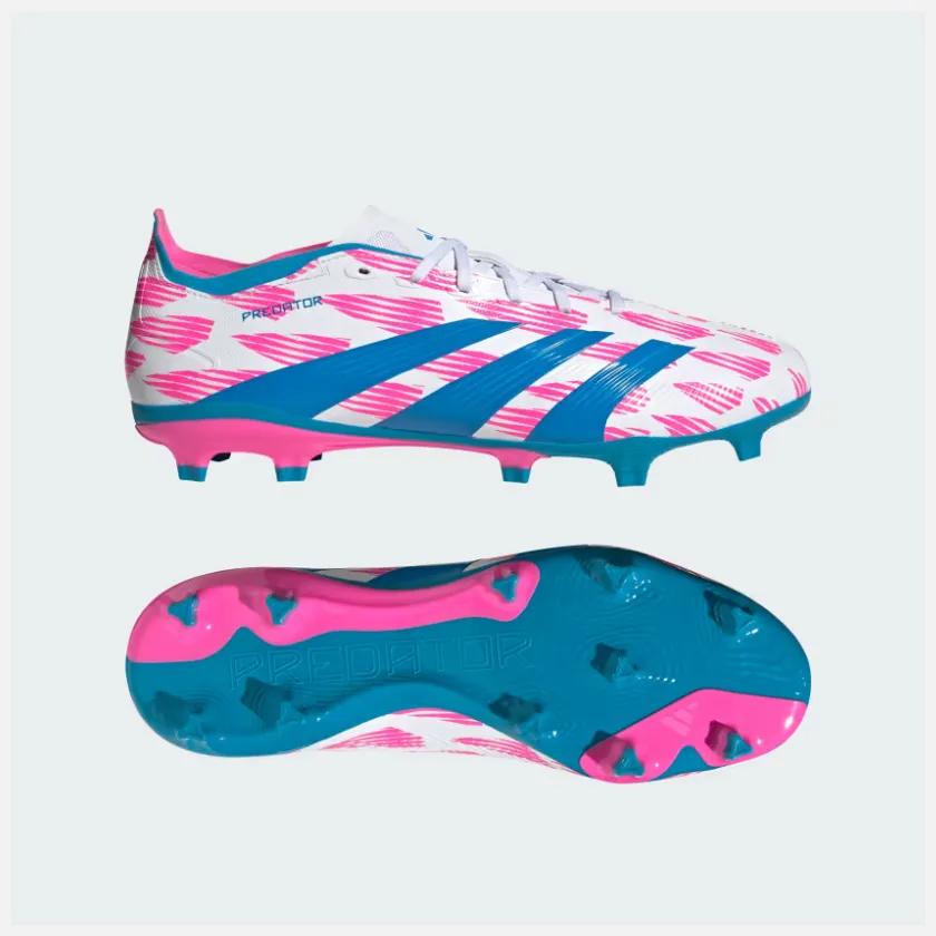Stable construction Adidas Predator League Firm Ground Men's Football Shoes -Cloud White/Solar Blue/Solar Pink