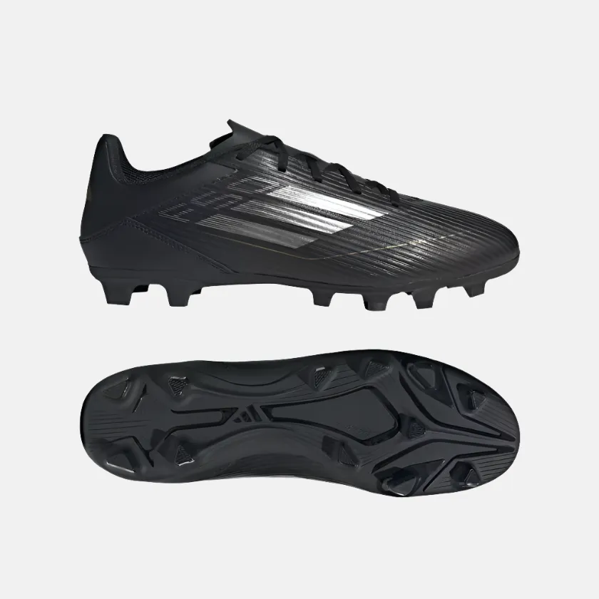 Adidas F50 Club Flexible Ground Unisex Football Shoes - Core Black/Iron Metallic/Gold Metallic Forest Mood