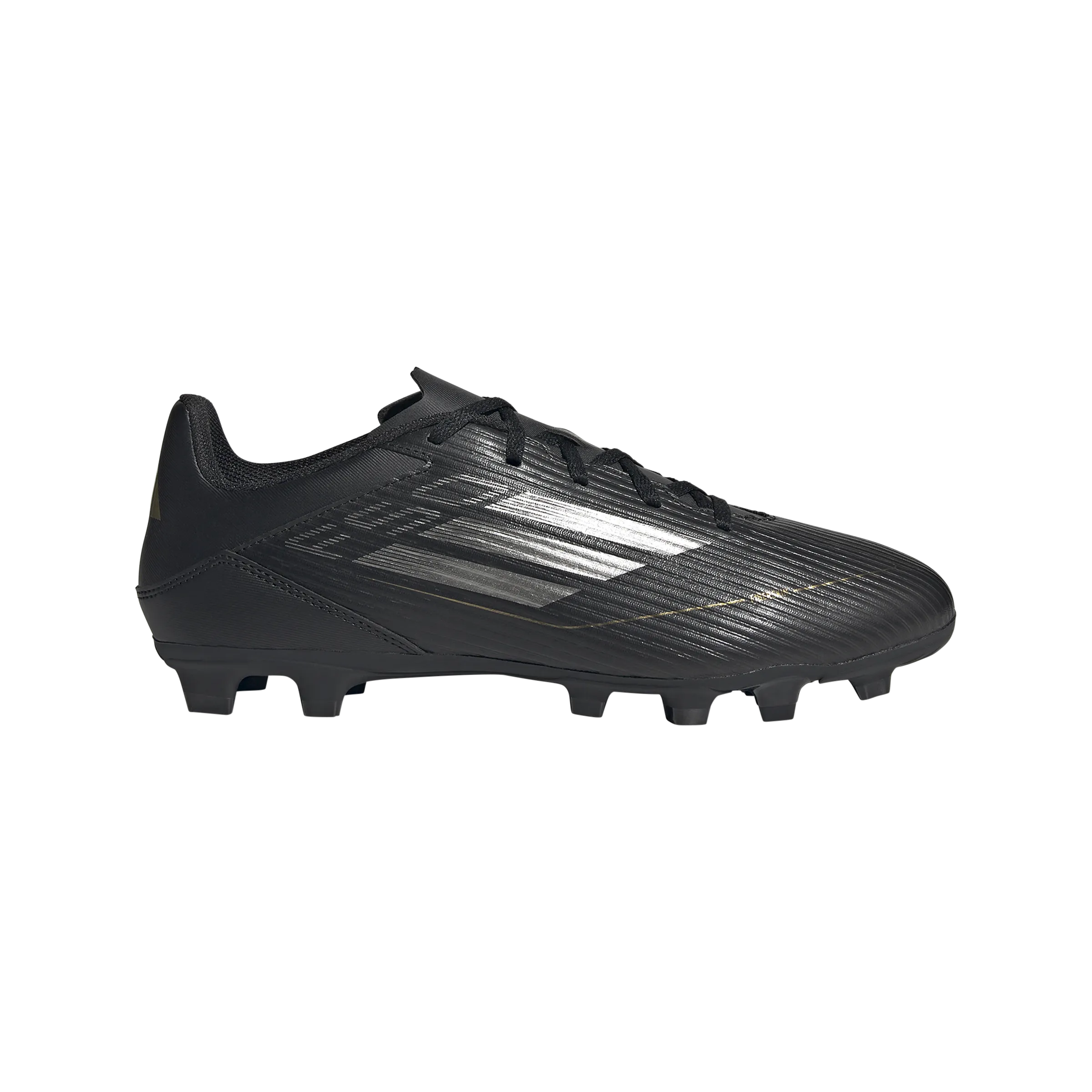 Minimal Design adidas F50 Club Flexible Ground Soccer Shoes | Core Black-Carbon-Gold Metallic | Men's