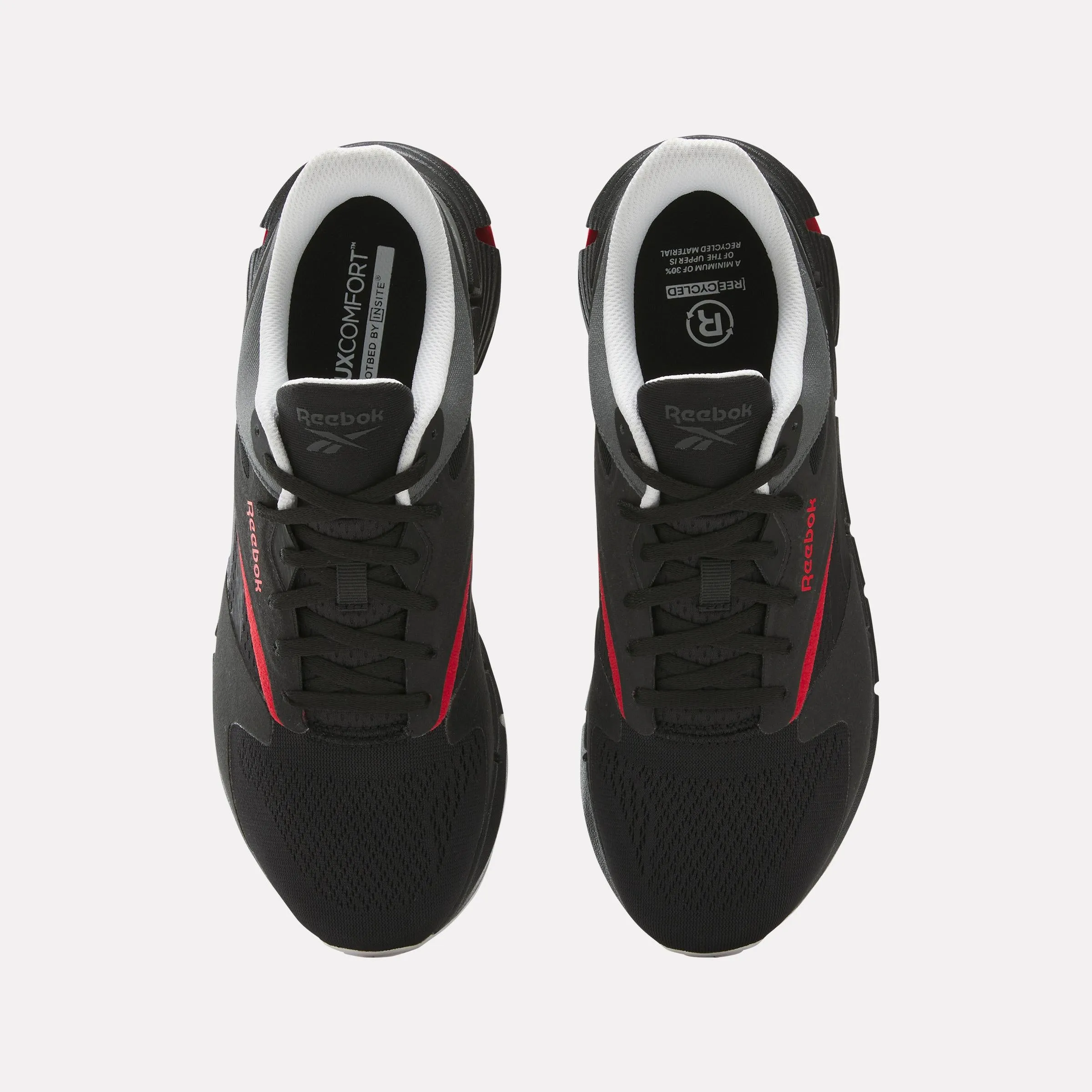 running on a treadmill at the gym shoes Reebok Footwear Men Zig Dynamica 5 Shoes BLACK/BLACK/GREY 5