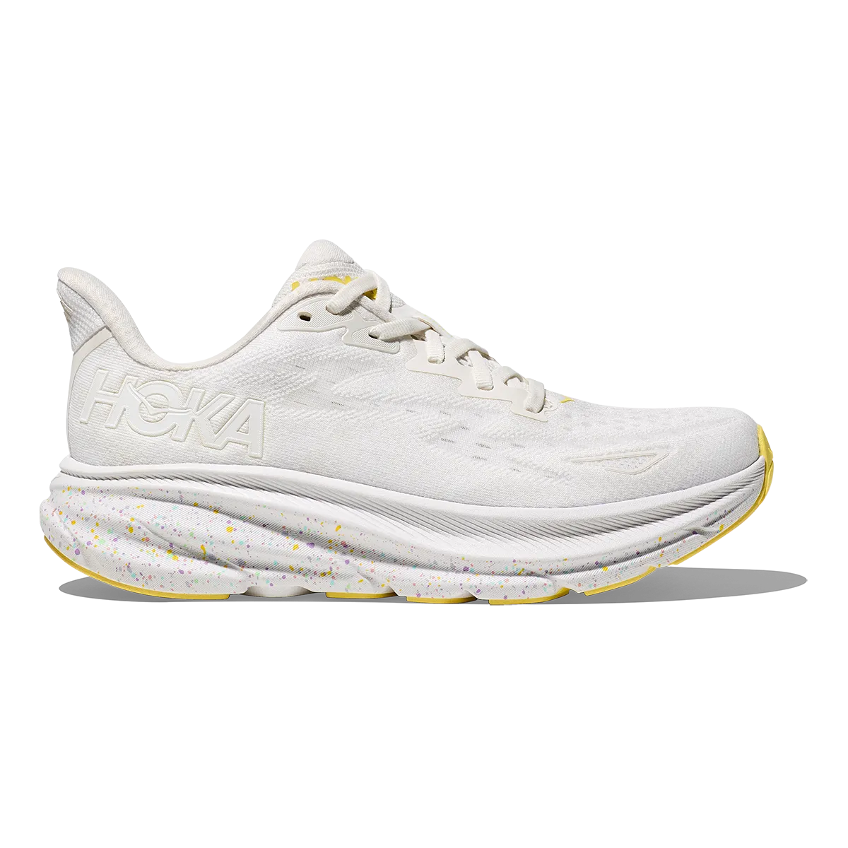 Hoka Clifton 9 - White - Lemonade Sporty Comfort Stacked Cushioning