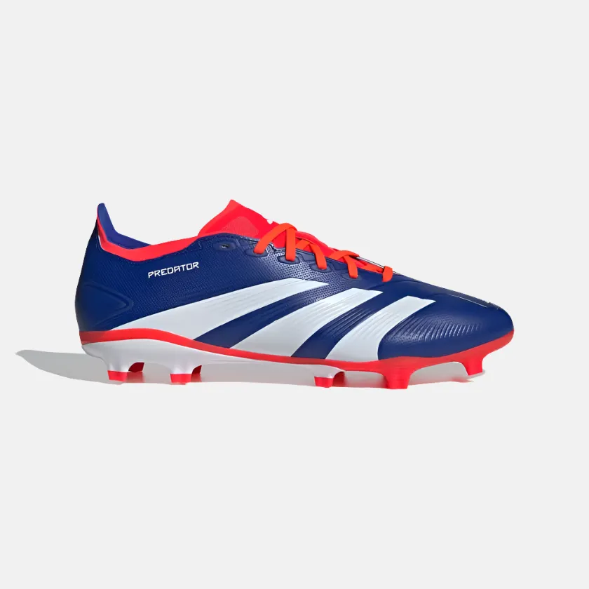 Gloss Finish Adidas Predator League Firm Ground Men's Football Shoes -Lucid Blue/Cloud White/Solar Red