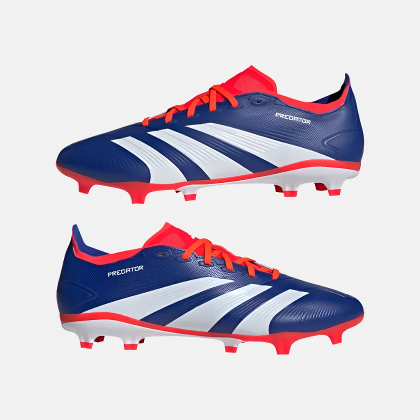 Black Edge Cool Tone Adidas Predator League Firm Ground Men's Football Shoes -Lucid Blue/Cloud White/Solar Red
