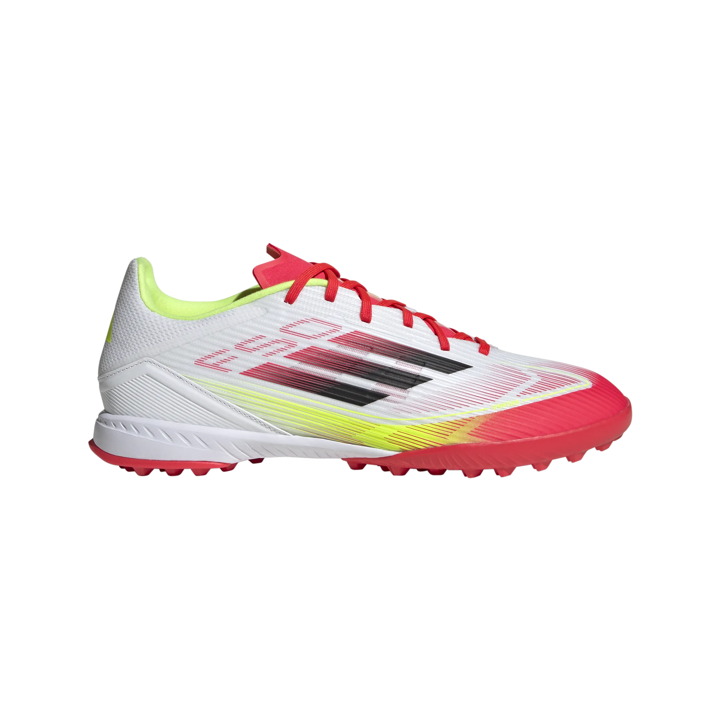adidas F50 LEAGUE Artificial Turf Soccer Shoes | Cloud White-Core Black-Solar Yellow | Men's Comfort Shell