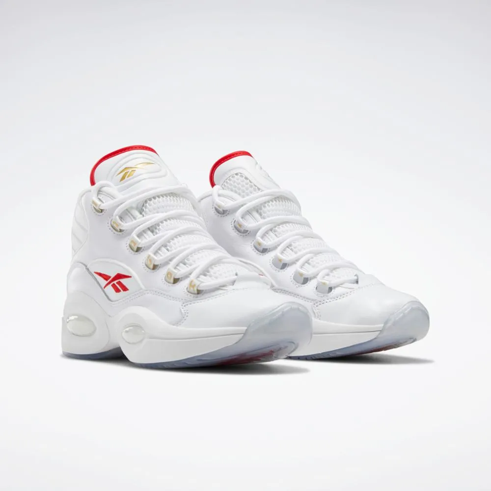 Good Traction Angel Mood Reebok Footwear Men QUESTION MID FTWR WHT/FTWR WHT/VECTOR RED