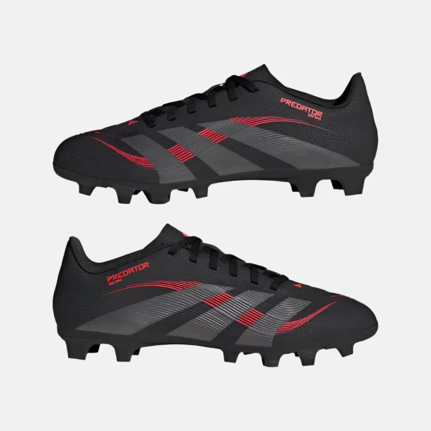 New York Breathable mesh Adidas Predator Club Firm Multi-Ground Football Shoes -Core Black/Grey Four/Lucid Red