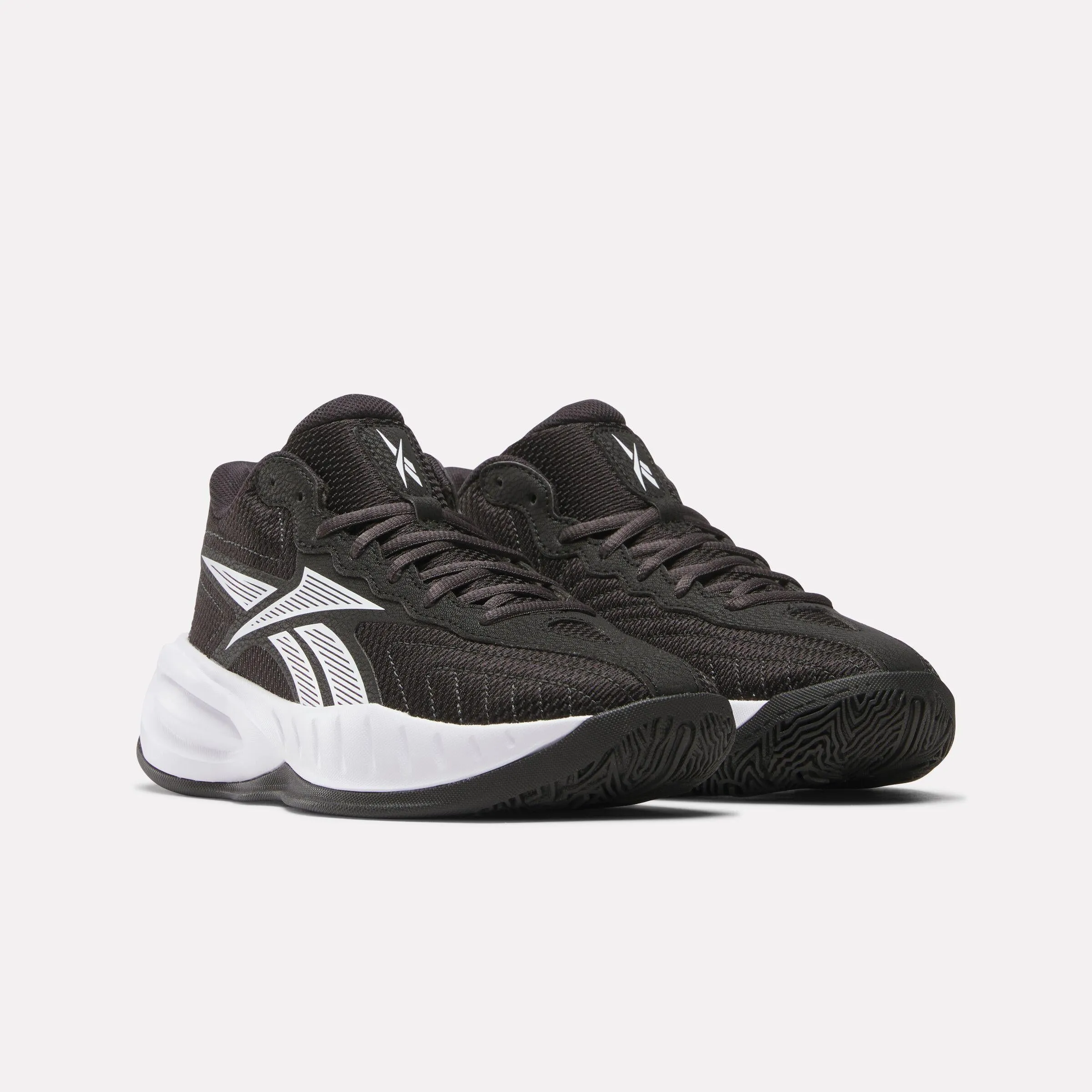 Reebok Footwear Kids Press Basketball Shoes - Grade School CORE BLACK/WHITE/WASHED BLACK Step Light