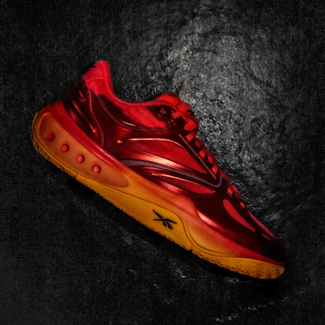 Leather Upper Matte Base Reebok Footwear Men Engine A Basketball Shoes ENERGY RED/ELECTRIC AMBER/BLAC