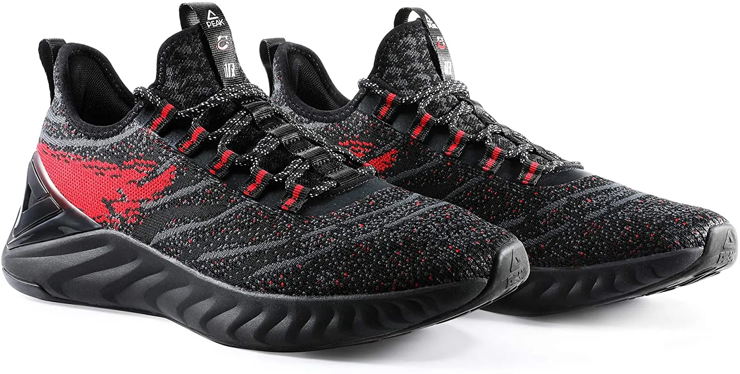 PEAK TAICHI Running Shoes Men Adaptive Smart Cushioning Trainers King Series Black Grey Flex Zone Design Athletic Choice
