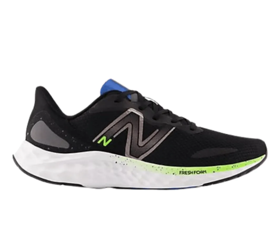New Balance Men'S Fresh Foam Arishi V4 Black/Lime Running Shoe Gel Soft Quiet Step