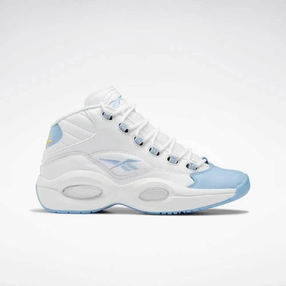 Reebok Footwear Men QUESTION MID FTWWHT/FLUBLU/TOXYEL Stone Gray