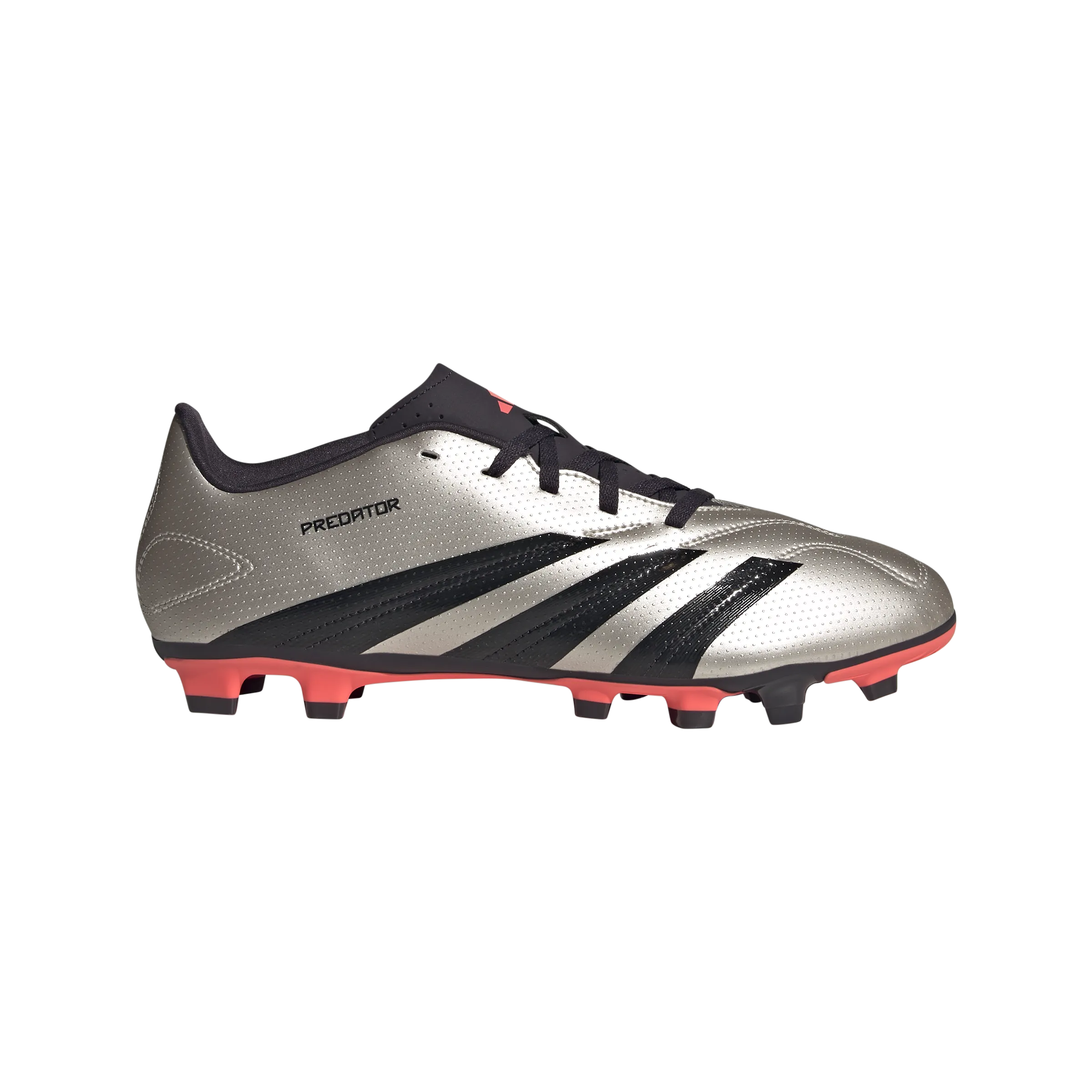 adidas Predator Club Multi-Ground Soccer Cleats | Platinum Metallic-Core Black-Turbo | Men's Ankle Stability Tactical Awareness