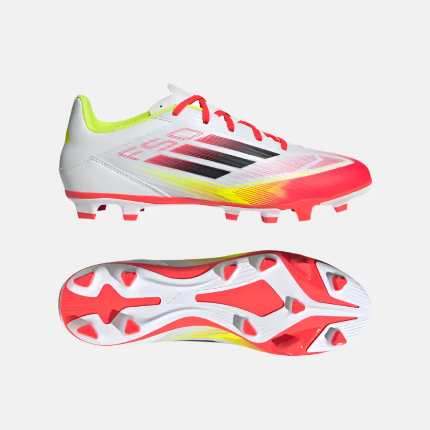 Joint Care Viral Pop Adidas F50 Club Firm/Multi-Ground Football Shoes -Cloud White/Core Black/Solar Yellow