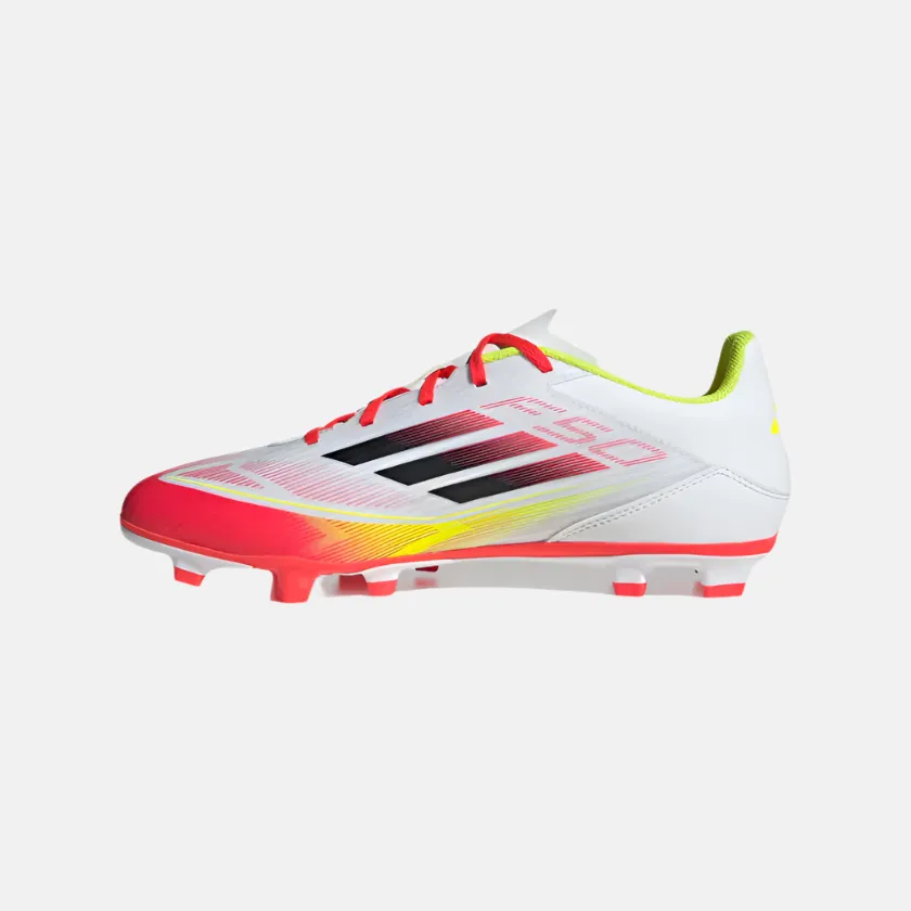 Neo Pop Adidas F50 Club Firm/Multi-Ground Football Shoes -Cloud White/Core Black/Solar Yellow