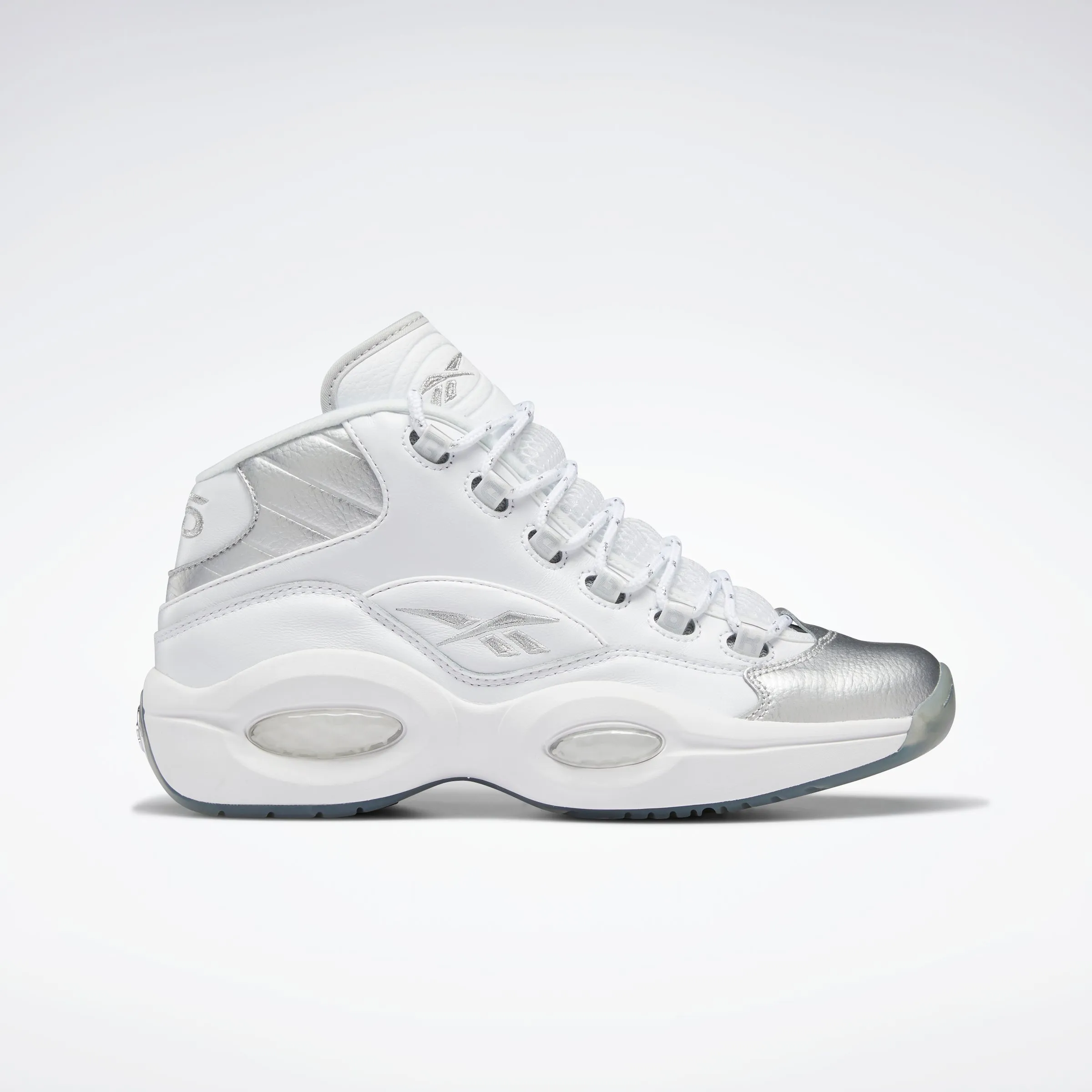 Reinforced Seams Padded collar Reebok Footwear Men Question Mid Shoes Ftwwht/Ftwwht/Silvmt