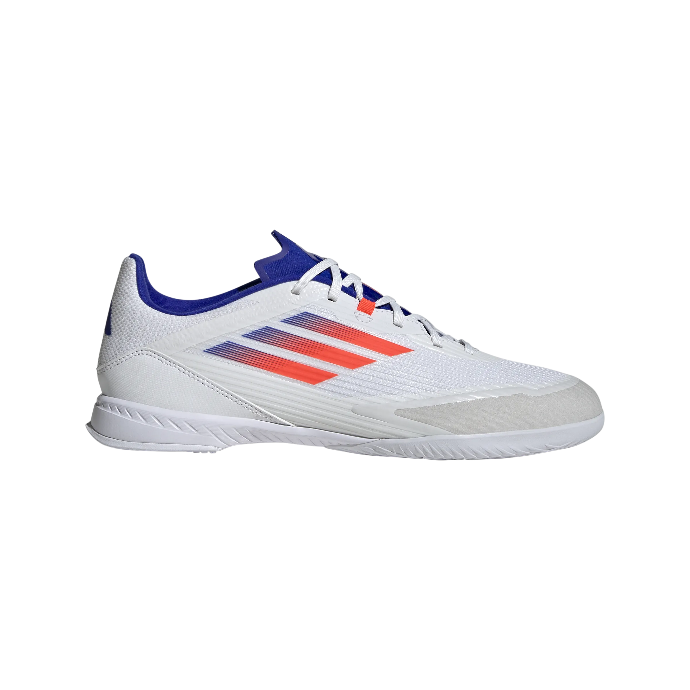 Strong Build Touch Gear adidas F50 League Indoor Soccer Shoes | Cloud White-Solar Red-Lucid Blue | Men's